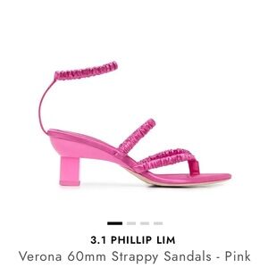 3.1 Phillip Lim Hot Pink Ruched Strap Mid Heel Sandals